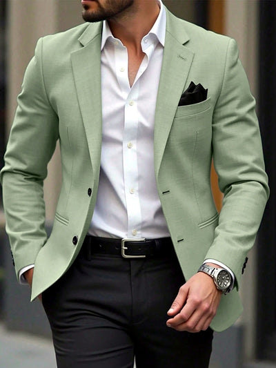 Men's Jacquard Blazer Suit Jacket One Button Party Banquet Formal Outfit in Green - product view