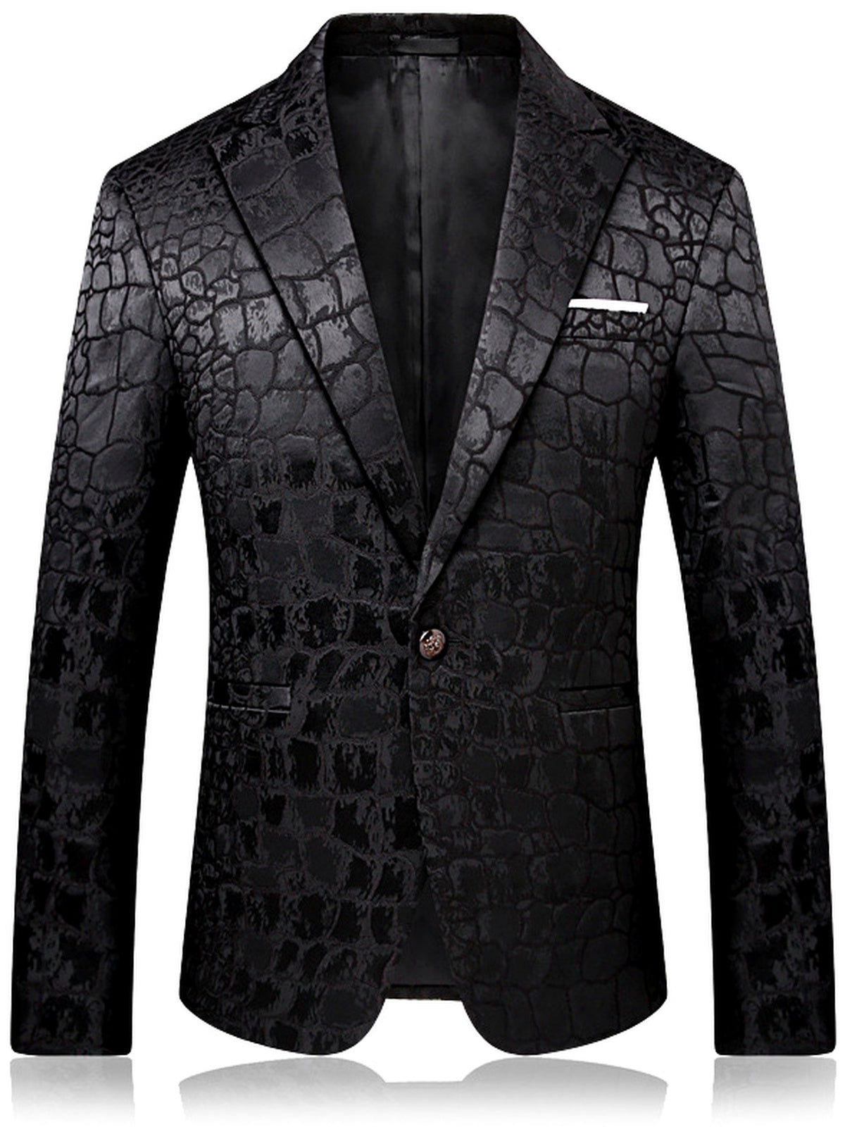 Men's Slim Fit Long Sleeve Blazer for Everyday Smart-Casual Wear in Black - product view