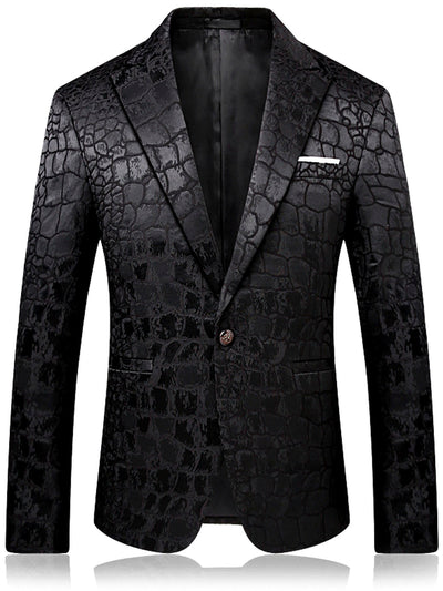 Men's Slim Fit Long Sleeve Blazer for Everyday Smart-Casual Wear in Black - product view