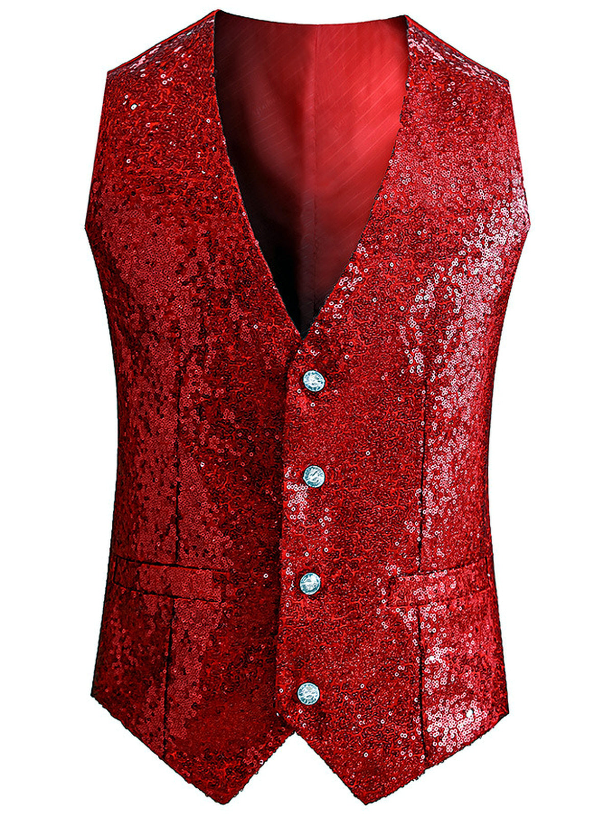 Men's Sleeveless Linen Vest Shirt Lightweight Casual Top in 【Red】 - product view
