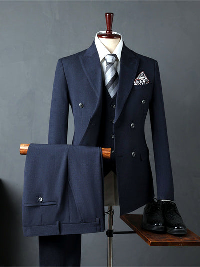 Men's Lightweight Business Blazer and Pants Set Casual Suit Outfit in Blue（） - product view