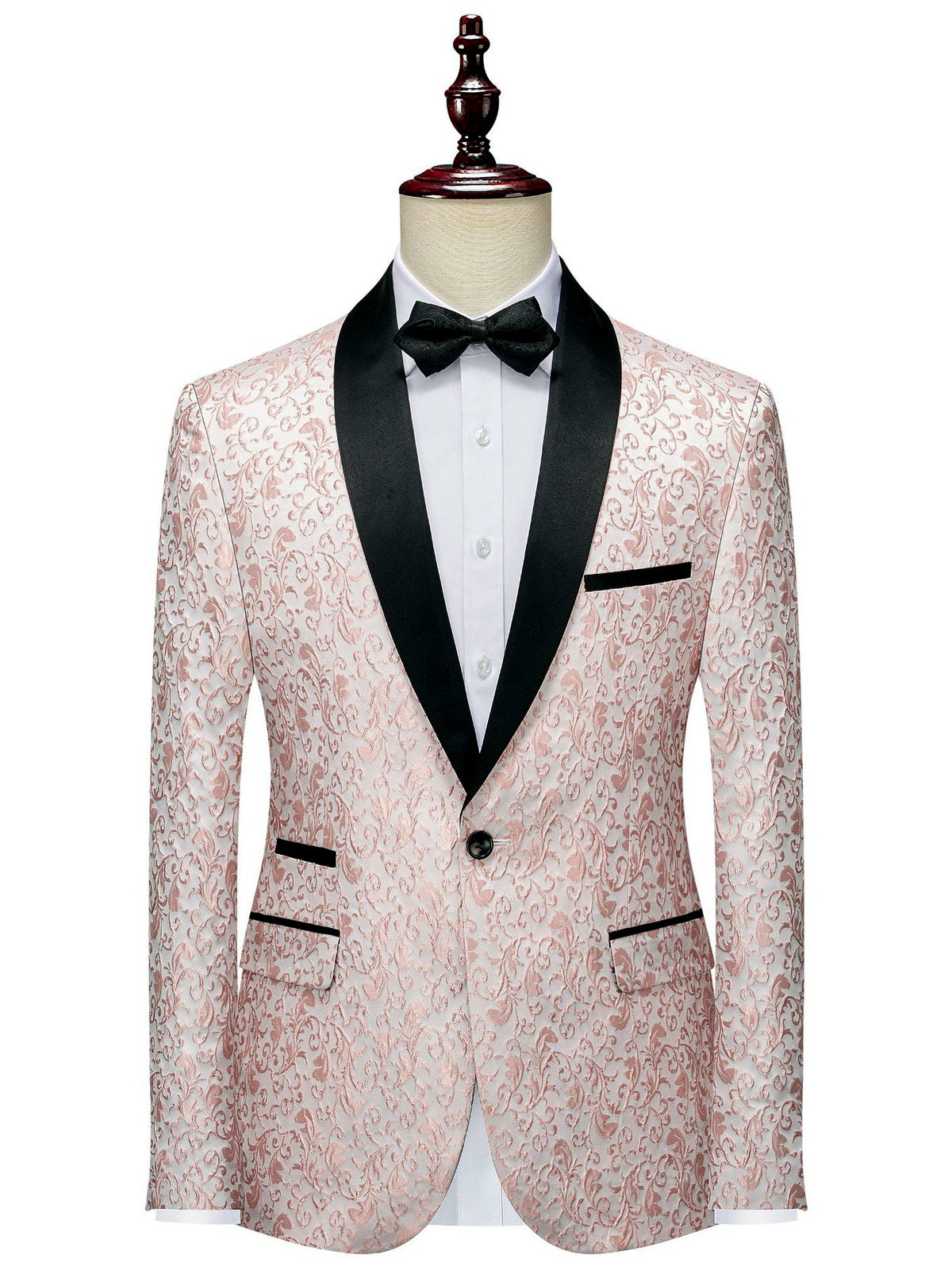 Men's Jacquard Blazer Suit Jacket One Button Party Banquet Formal Outfit in Red(+) - product view