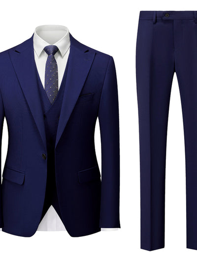 Men's Lightweight Business Blazer and Pants Set Casual Suit Outfit in Navy - product view