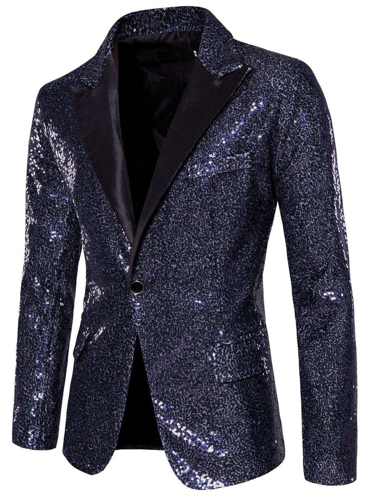 Men's Slim Fit Long Sleeve Blazer for Everyday Smart-Casual Wear in Navy - product view