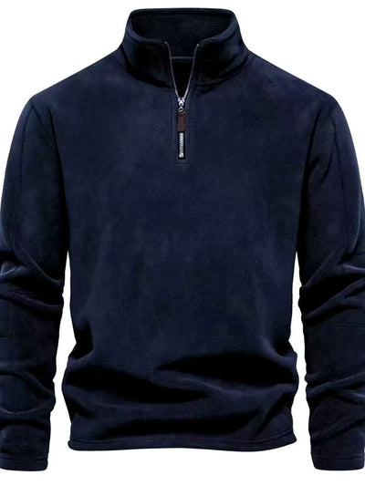 Men's Stand Collar Long Sleeve Sweatshirt Casual in Navy - product view