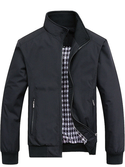Men's Lapel Collar Slim Fit Long Sleeve Jacket for Everyday Smart-Casual Wear in Black - product view