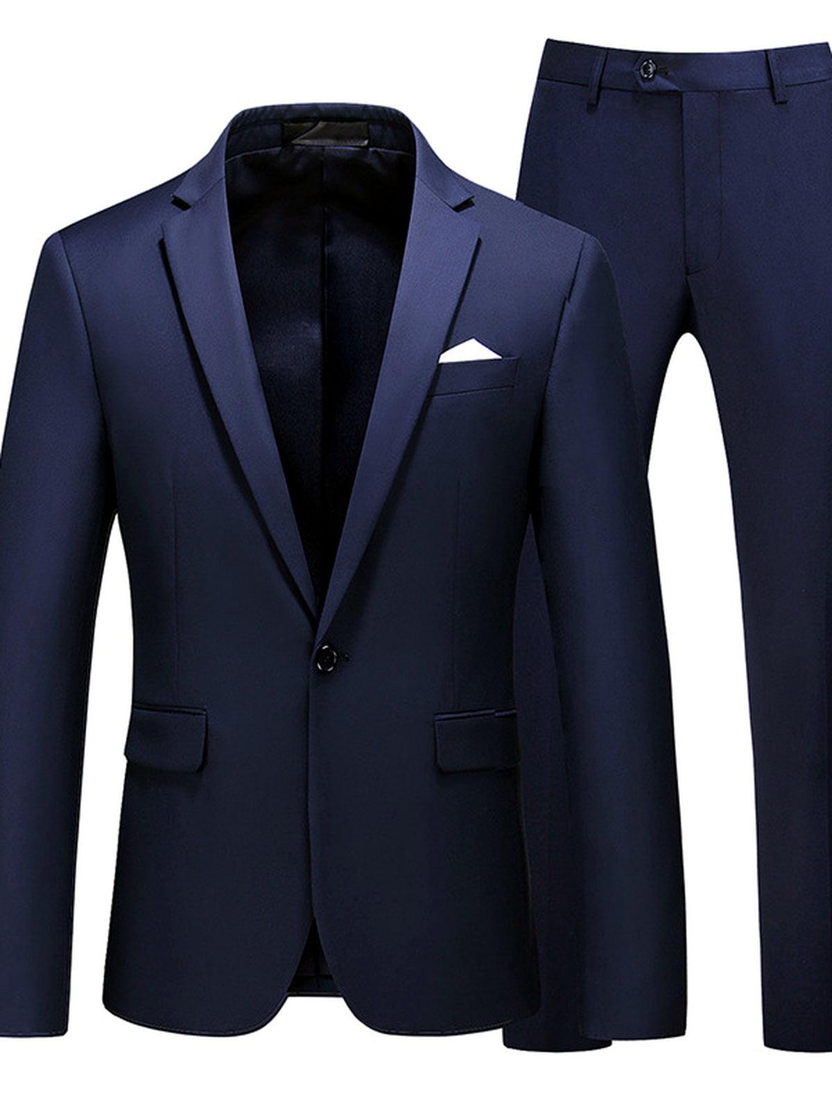 Men's Lightweight Business Blazer and Pants Set Casual Suit Outfit in Navy - product view
