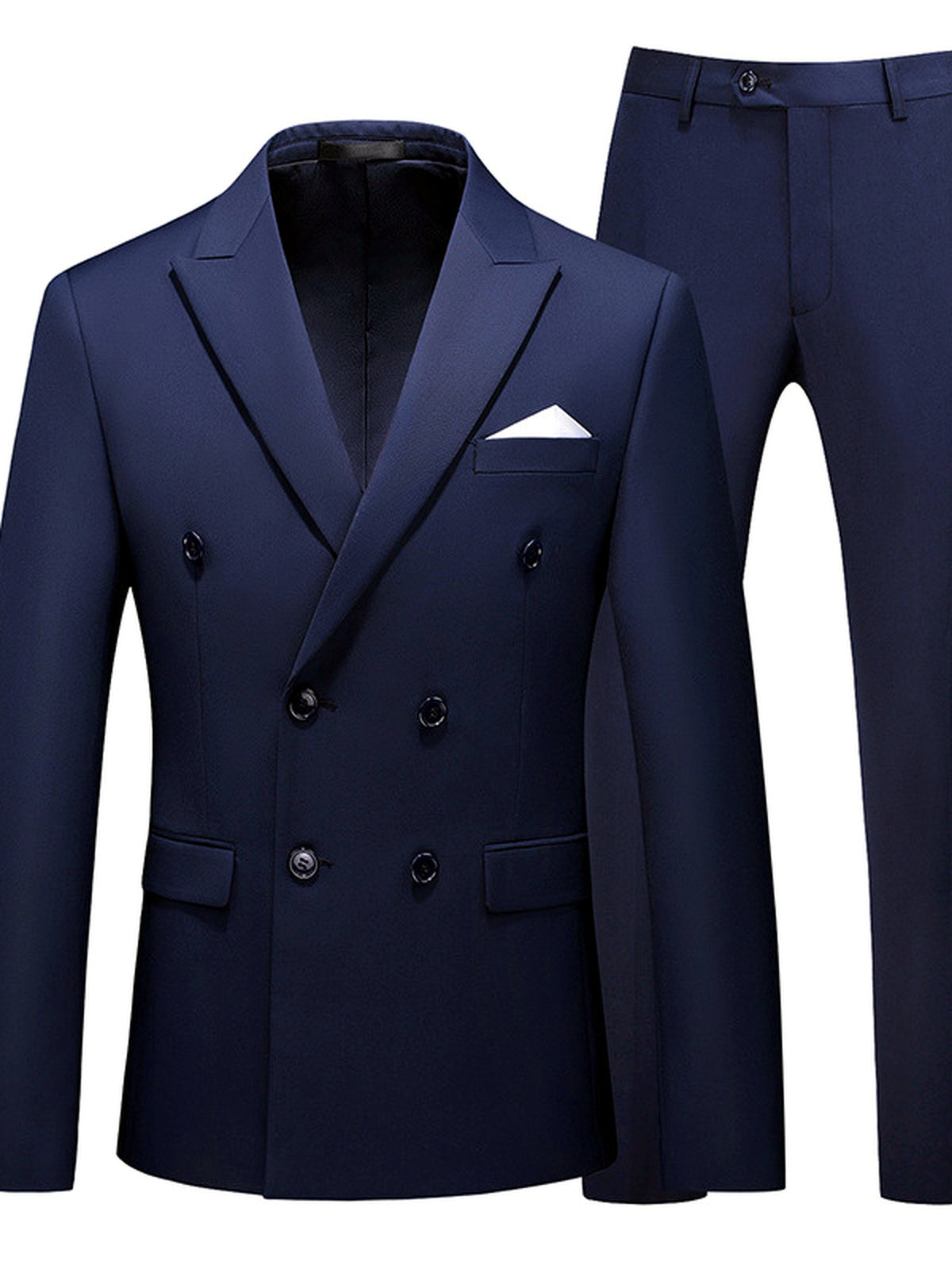 Men's Lightweight Business Blazer and Pants Set Casual Suit Outfit in Navy - product view
