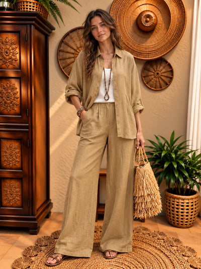 Women's Top and Wide-Leg Pants Two-Piece Set - product view 1