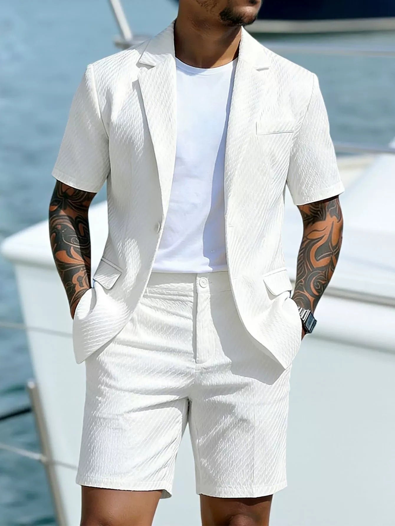 Men's Lightweight Business Blazer and Pants Set Casual Summer Suit Outfit product image