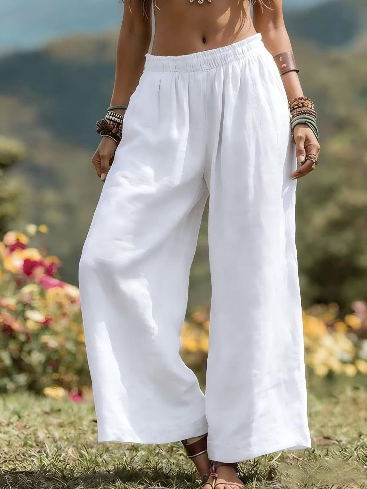 Women's Elastic Waist Wide Leg Pants Loose Casual Fall Winter Trousers product image