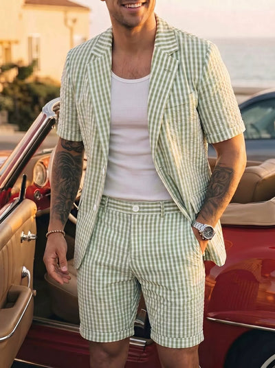 Men's Lightweight Business Blazer and Pants Set Casual Summer Suit Outfit product image