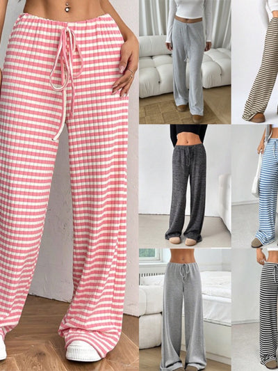 Women's Elastic Waist Drawstring Straight Leg Pants Casual Vacation Trousers product image