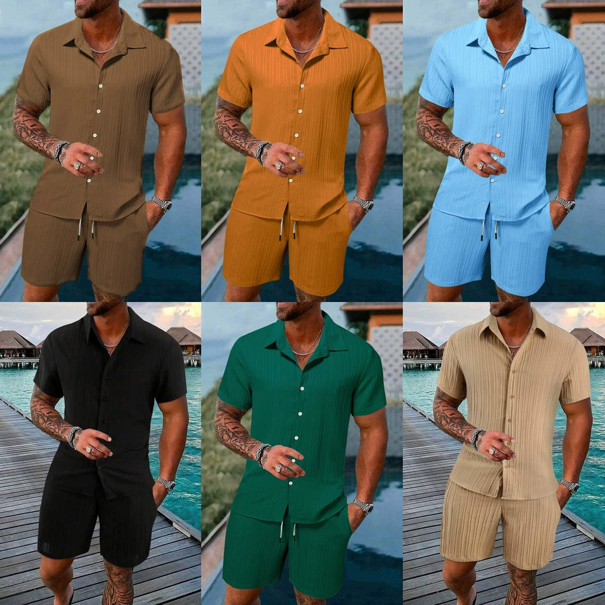 Men's Lyocell Cotton Casual Bermuda Shorts Elastic Waist Summer Shorts product image