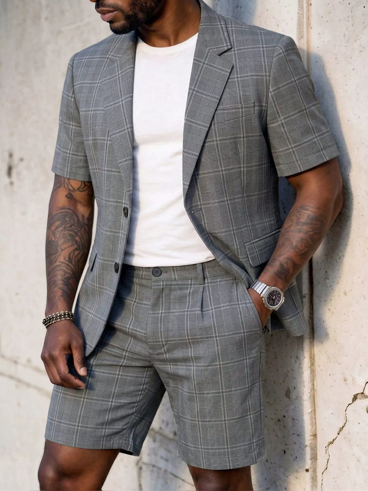 Men's Lightweight Business Blazer and Pants Set Casual Summer Suit Outfit