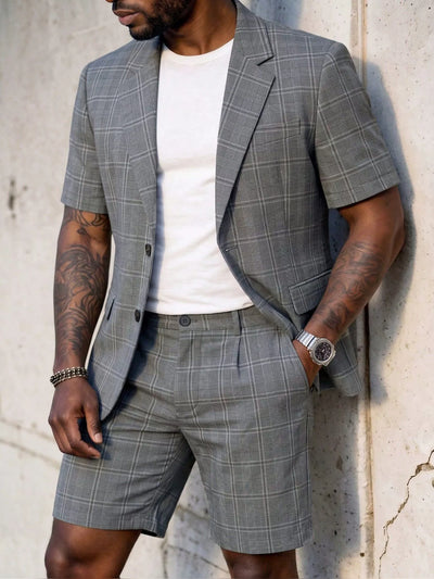 Men's Lightweight Business Blazer and Pants Set Casual Summer Suit Outfit