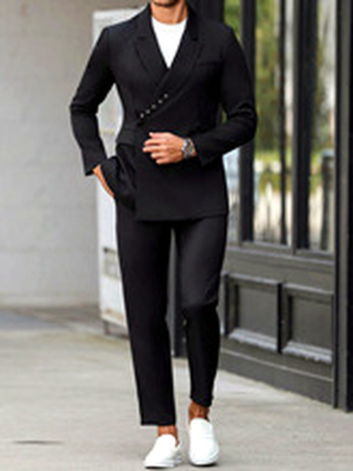 Men's Lightweight Business Blazer and Pants Set Casual Suit Outfit - product detail view 1