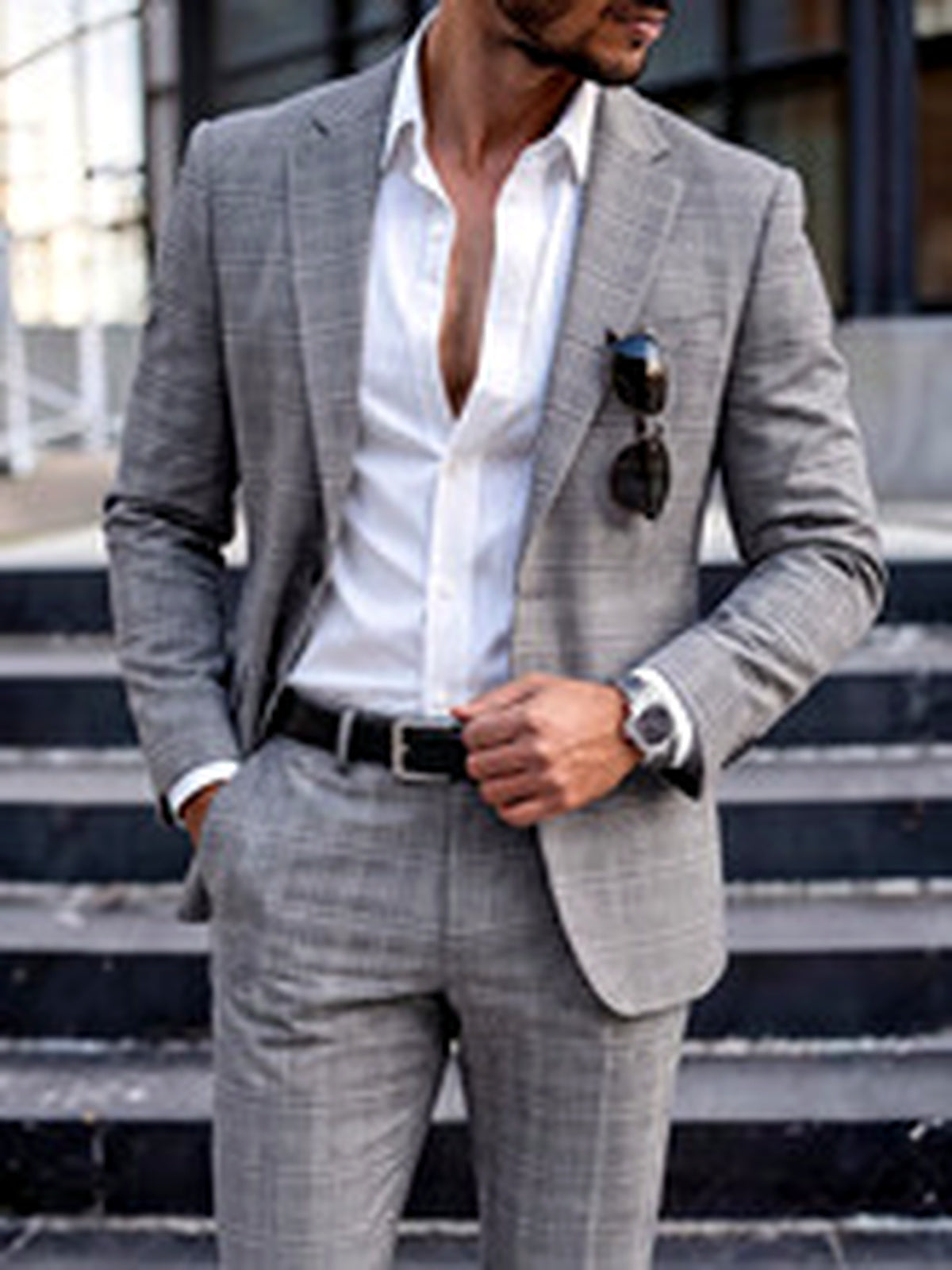 Men's Jacquard Blazer Suit Jacket One Button Party Banquet Formal Outfit - product detail view 1