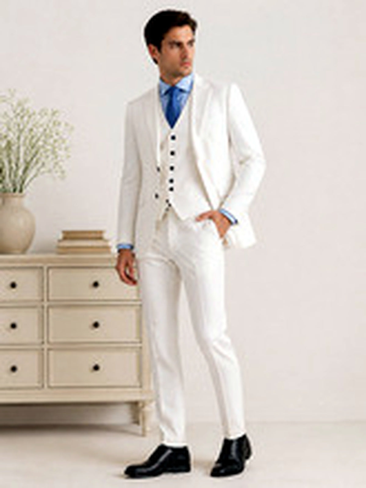 Men's Jacquard Blazer Suit Jacket One Button Party Banquet Formal Outfit - product detail view 1