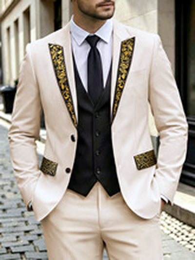 Men's Jacquard Blazer Suit Jacket One Button Party Banquet Formal Outfit - product detail view 1