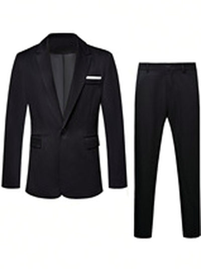 Men's Lightweight Business Blazer and Pants Set Casual Suit Outfit - product detail view 1