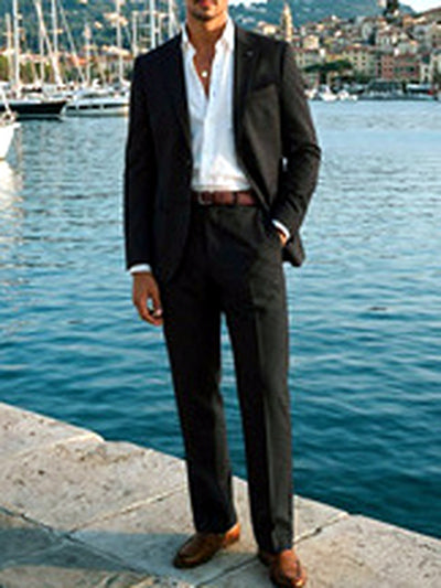 Men's Lightweight Business Blazer and Pants Set Casual Suit Outfit - product detail view 1