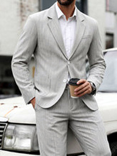 Men's Lightweight Business Blazer and Pants Set Casual Suit Outfit - product detail view 1