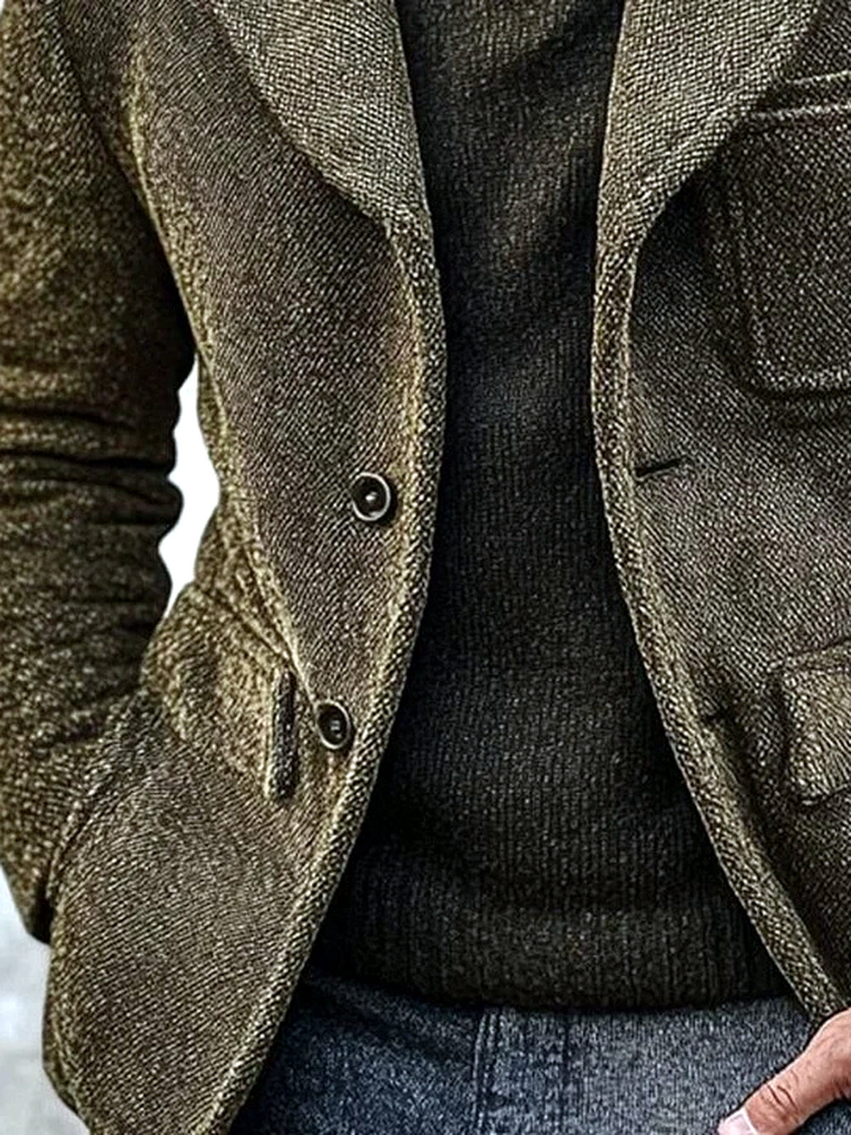 Men's Lapel Collar Solid Color Long Sleeve Blazer Casual Winter - product detail view 1