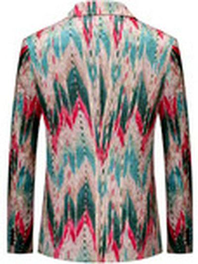 Men's Jacquard Blazer Suit Jacket One Button Party Banquet Formal Outfit - product detail view 1