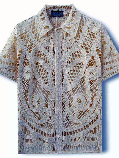 Men's Jacquard Knit Short Sleeve Polo Shirt Business Casual Summer Top - product detail view 1