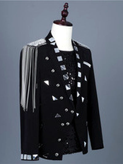 Men's Jacquard Blazer Suit Jacket One Button Party Banquet Formal Outfit - product detail view 1