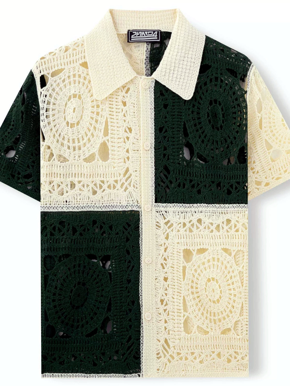 Men's Jacquard Knit Short Sleeve Polo Shirt Business Casual Summer Top - product detail view 1