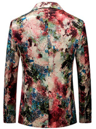 Men's Jacquard Blazer Suit Jacket One Button Party Banquet Formal Outfit - product detail view 1