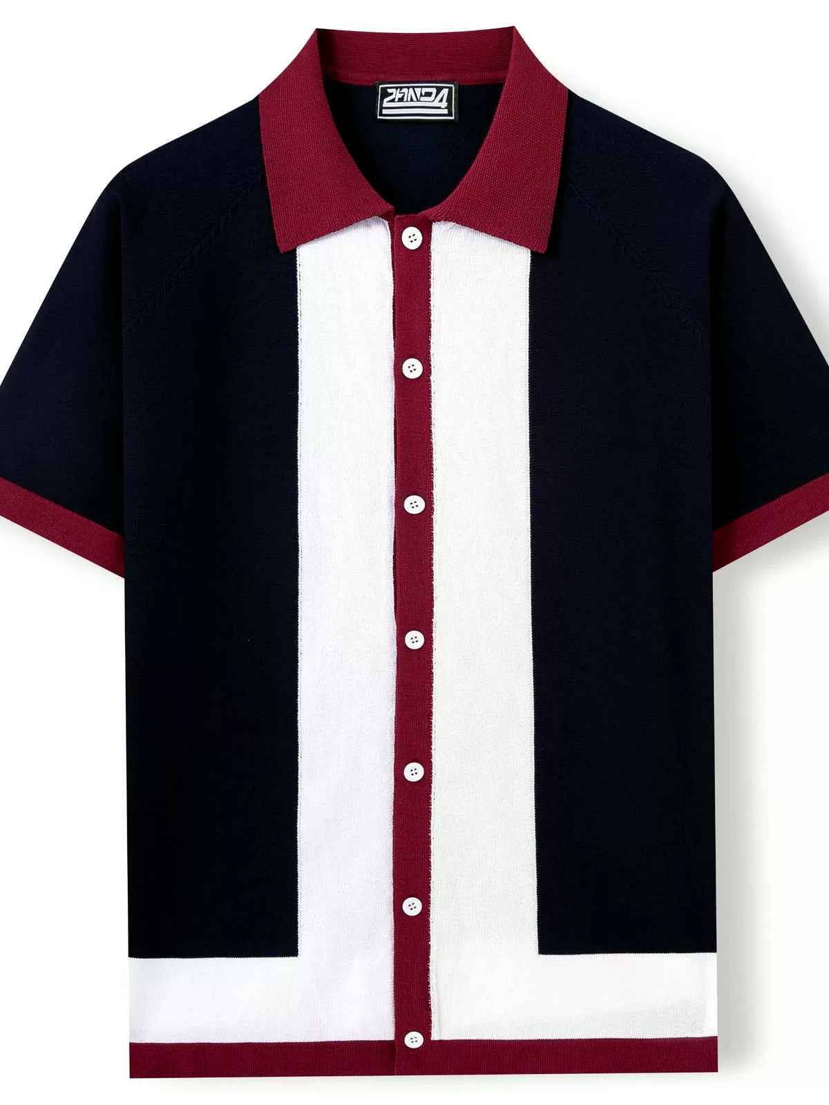 Men's Jacquard Knit Short Sleeve Polo Shirt Business Casual Summer Top - product detail view 1