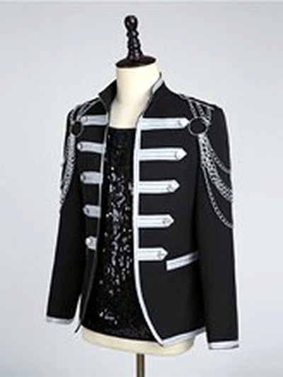 Men's Stand Collar Slim Fit Long Sleeve Blazer for Everyday Smart-Casual Wear - product detail view 1