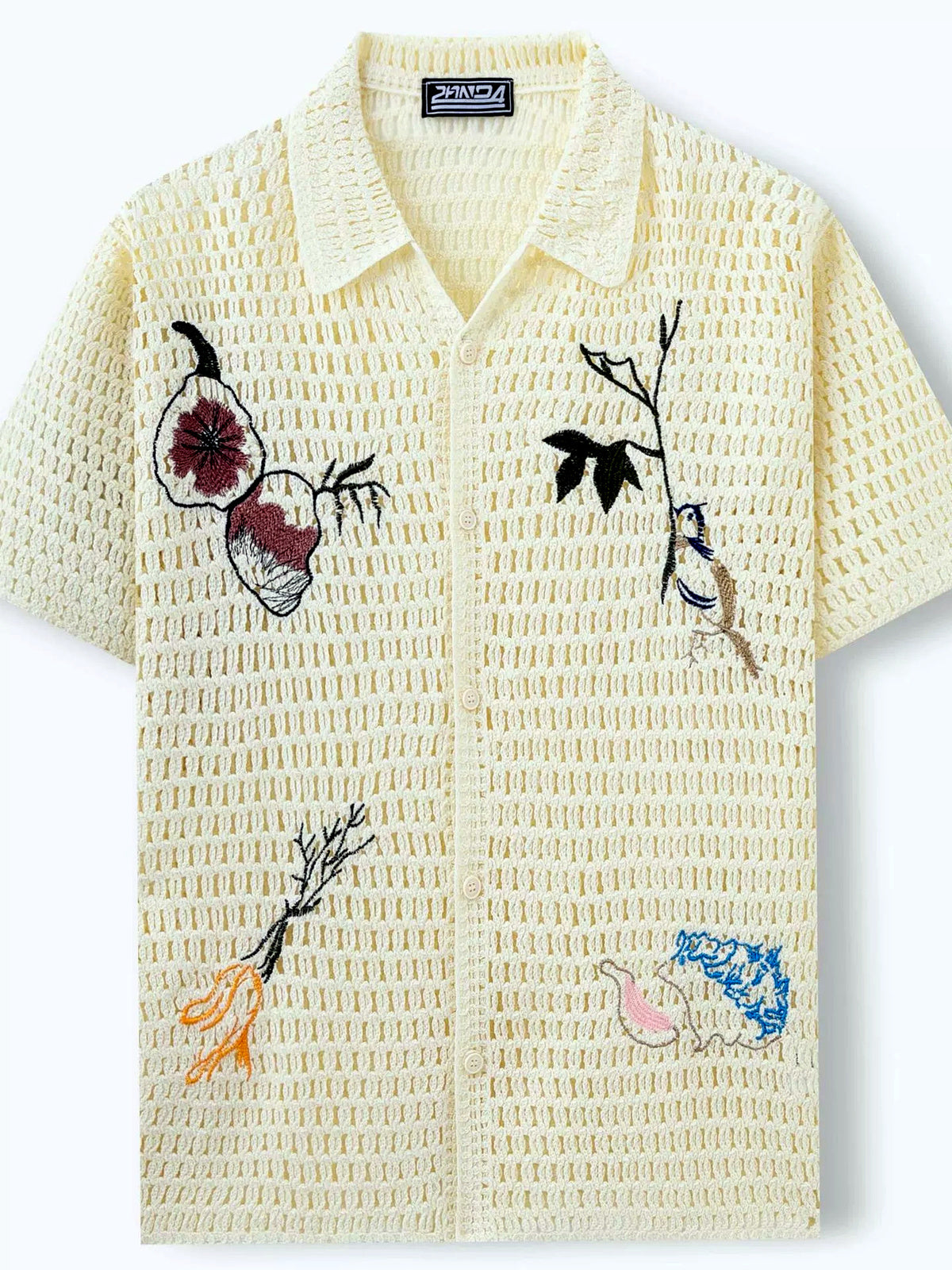 Men's Jacquard Knit Short Sleeve Polo Shirt Business Casual Summer Top - product detail view 1