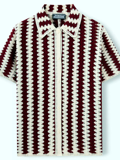 Men's Striped Jacquard Knit Short Sleeve Polo Shirt Business Casual Summer Top - product detail view 1
