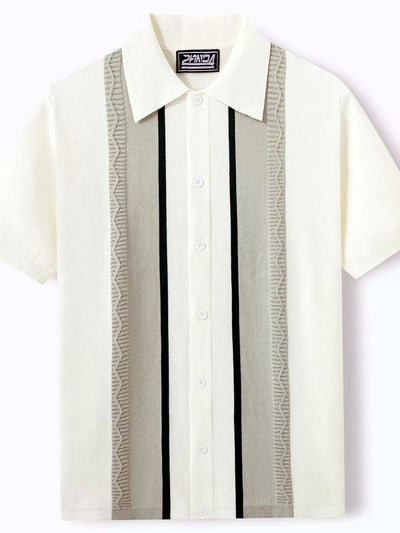 Men's Jacquard Knit Short Sleeve Polo Shirt Business Casual Summer Top - product detail view 1