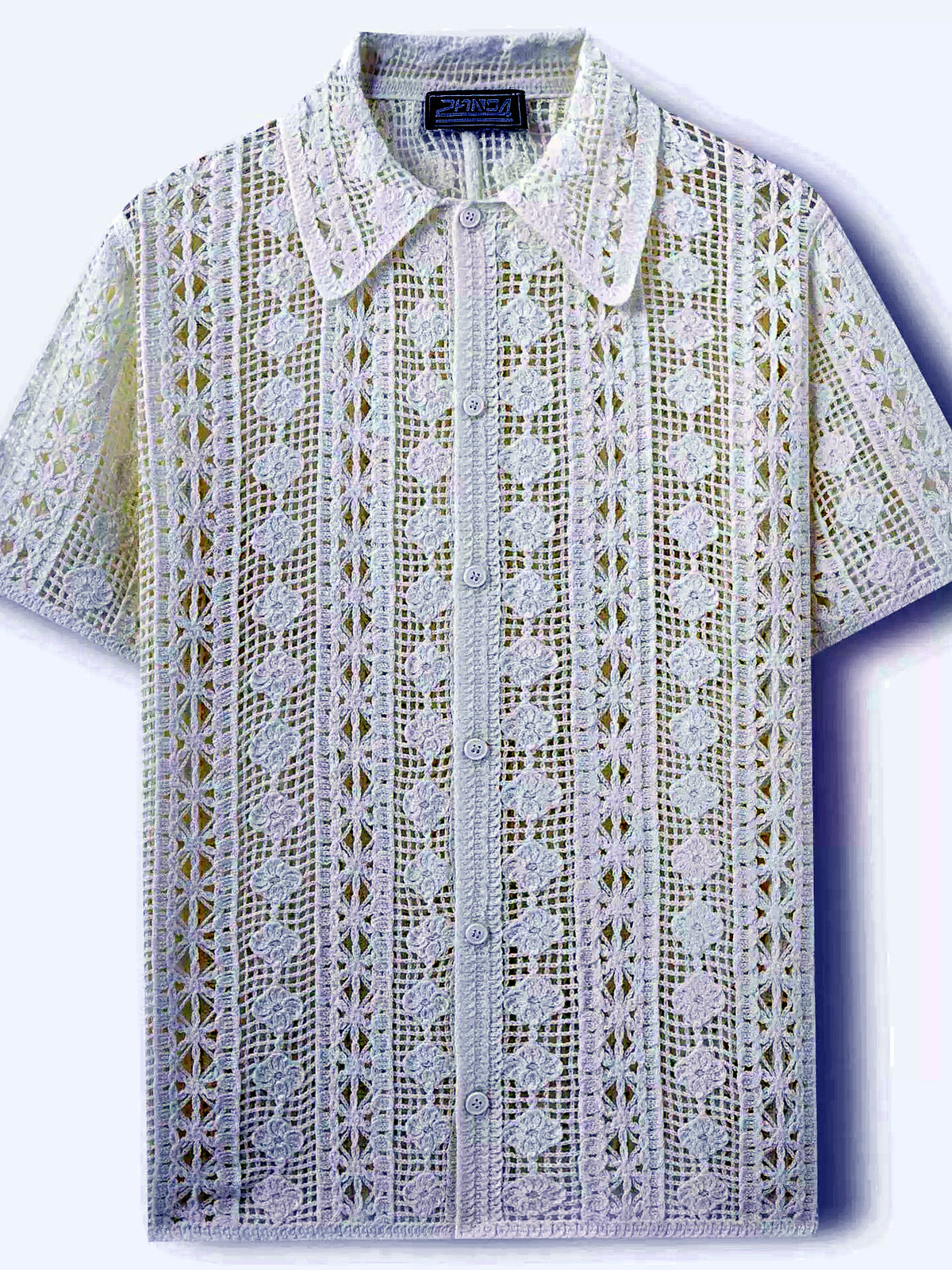Men's Jacquard Knit Short Sleeve Polo Shirt Business Casual Summer Top - product detail view 1