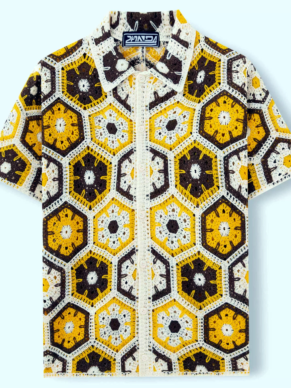 Men's Jacquard Knit Short Sleeve Polo Shirt Business Casual Summer Top - product detail view 1