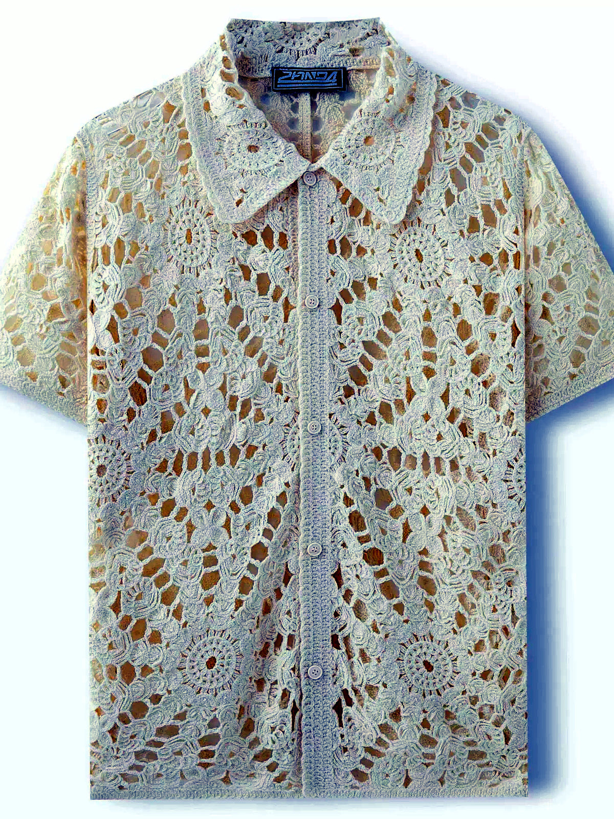 Men's Jacquard Knit Short Sleeve Polo Shirt Business Casual Summer Top - product detail view 1