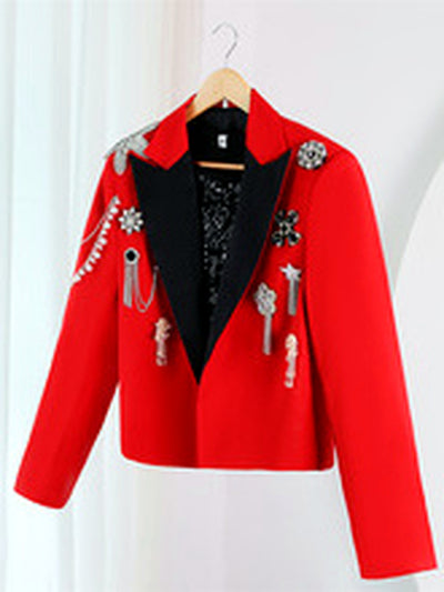 Lapel Collar Straight Fit Long Sleeve Blazer for Everyday Smart-Casual Wear - product detail view 1