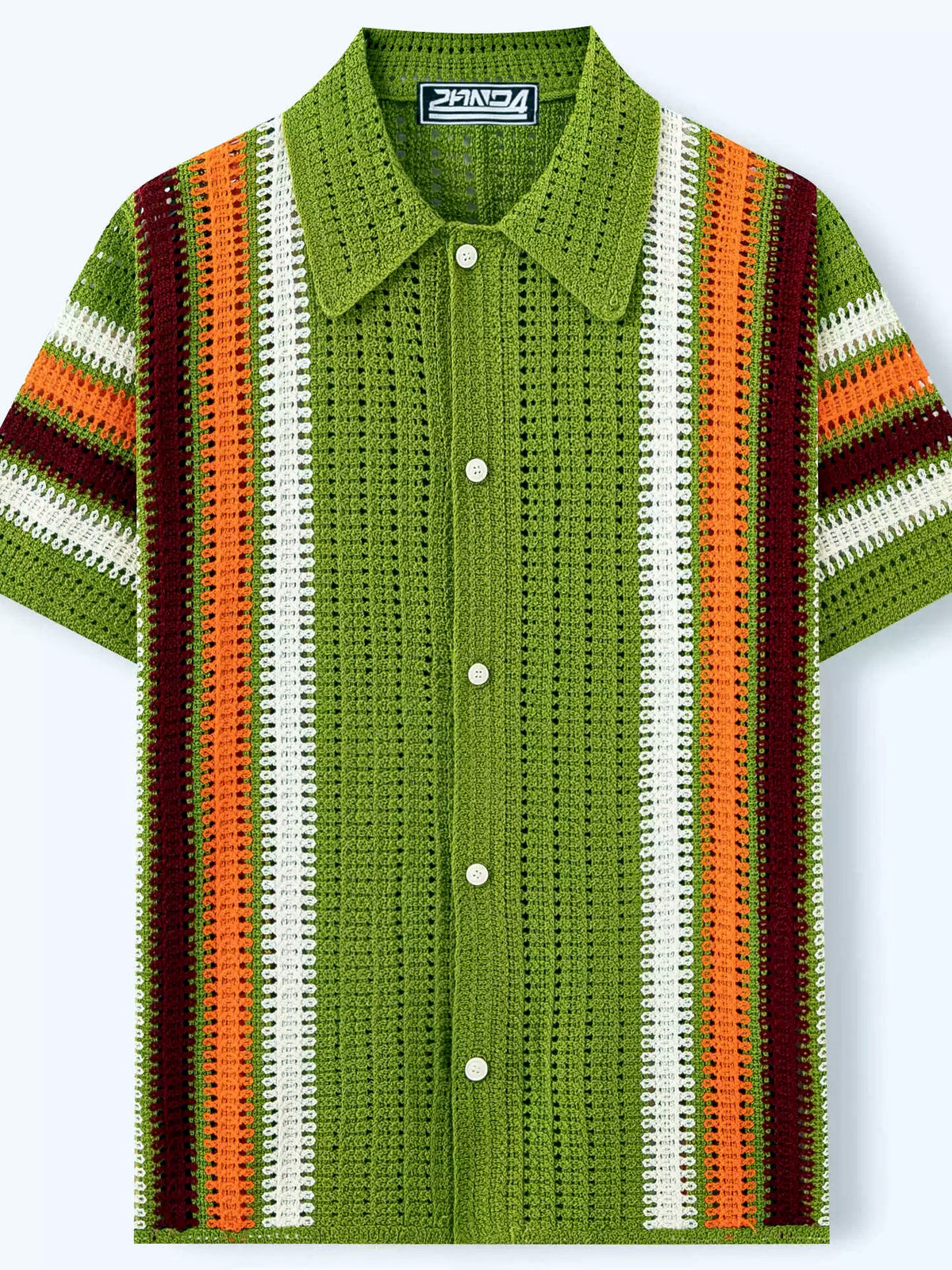Men's Striped Jacquard Knit Short Sleeve Polo Shirt Business Casual Summer Top - product detail view 1