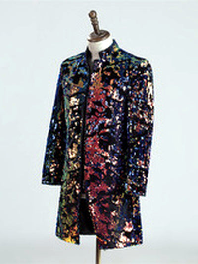 Men's Sequin Slim Fit Long Sleeve Blazer for Everyday Smart-Casual Wear - product detail view 1