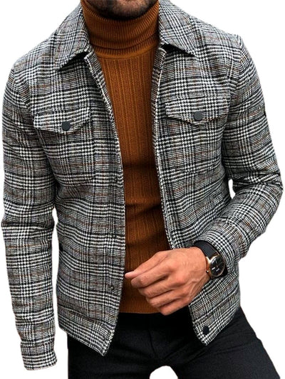 Men's Lapel Collar Woven Long Sleeve Jacket Casual Spring and Fall - product detail view 1