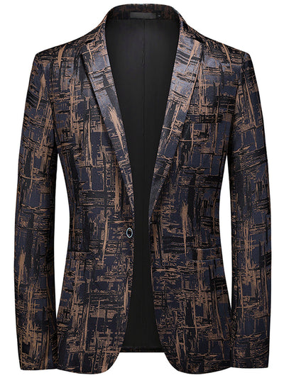 Men's Slim Fit Lightweight Long Sleeve Blazer for Everyday Smart-Casual Wear in Coffee Brown - product view