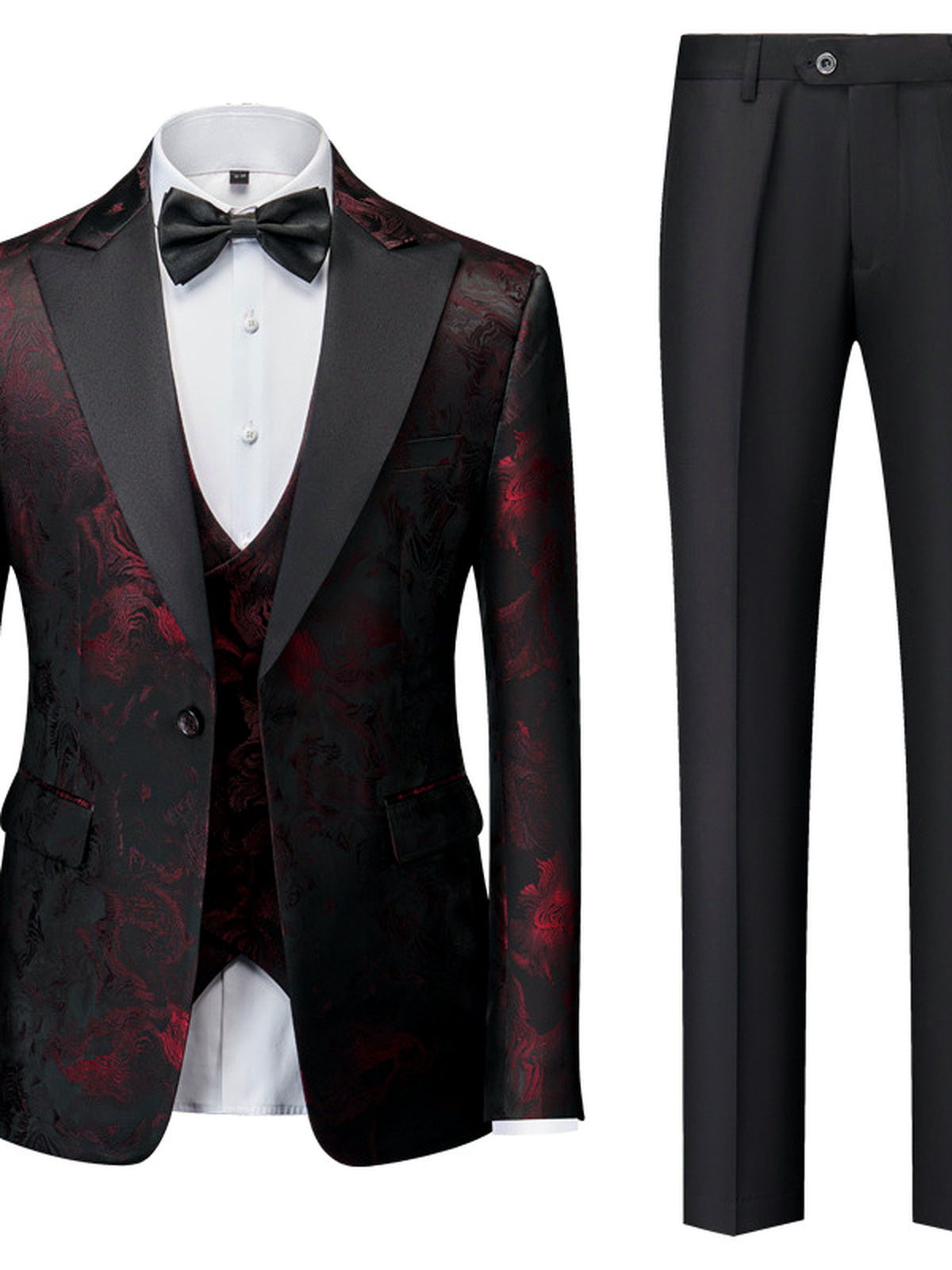 Men's Lightweight Business Blazer and Pants Set Casual Suit Outfit in Red - product view