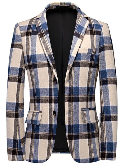 Men's Jacquard Blazer Suit Jacket One Button Party Banquet Formal Outfit in Blue - product view