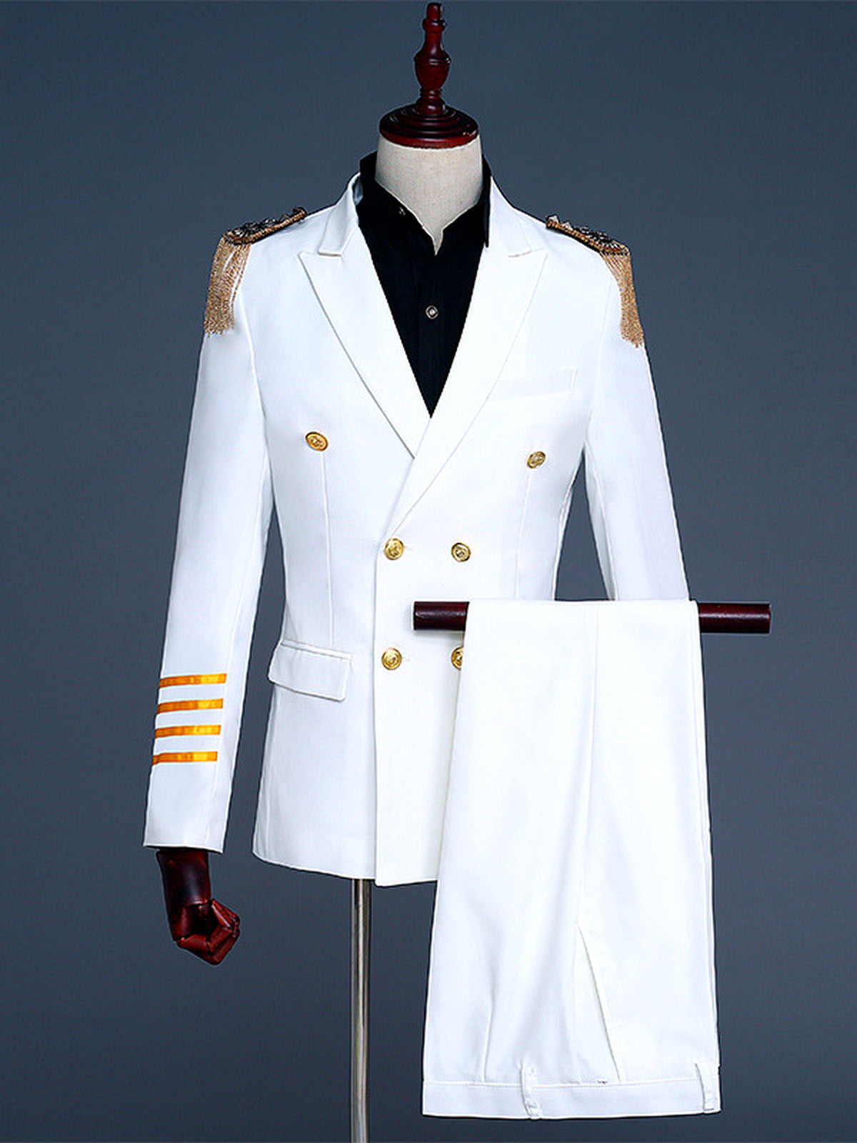 Men's Lightweight Business Blazer and Pants Set Casual Suit Outfit in White - product view