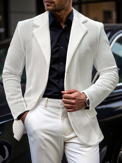 Men's Jacquard Blazer Suit Jacket One Button Party Banquet Formal Outfit